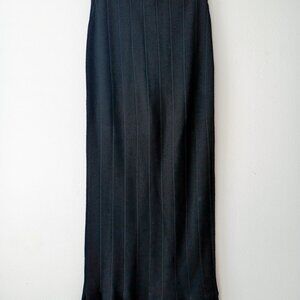 MANAHE Black Pleated Knit Midi Skirt | Classic Minimalist Chic Style Size S